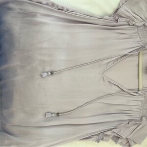 Elegant Lilac Paige short sleeve blouse with Tassel Details